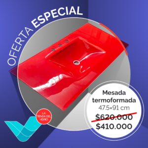 Mesada termoformada color rojo 47.5x91 cm